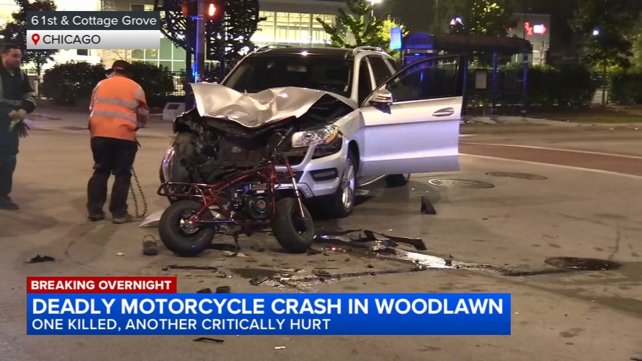 Motorcycle rider killed, 2 others hurt in Woodlawn crash, Chicago police say
       — ABC7 Chicago (WLS-TV)
